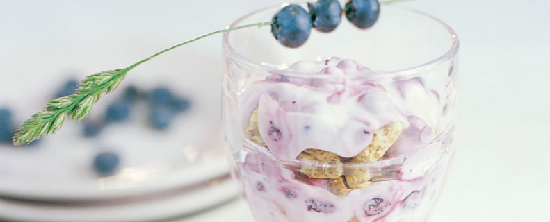 Modifast Gezonde blueberry cheesecake in een glas